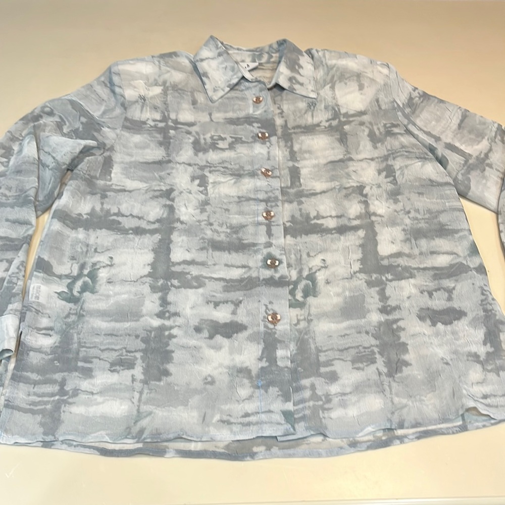 LS Blusen blouse grey sheer crepe design